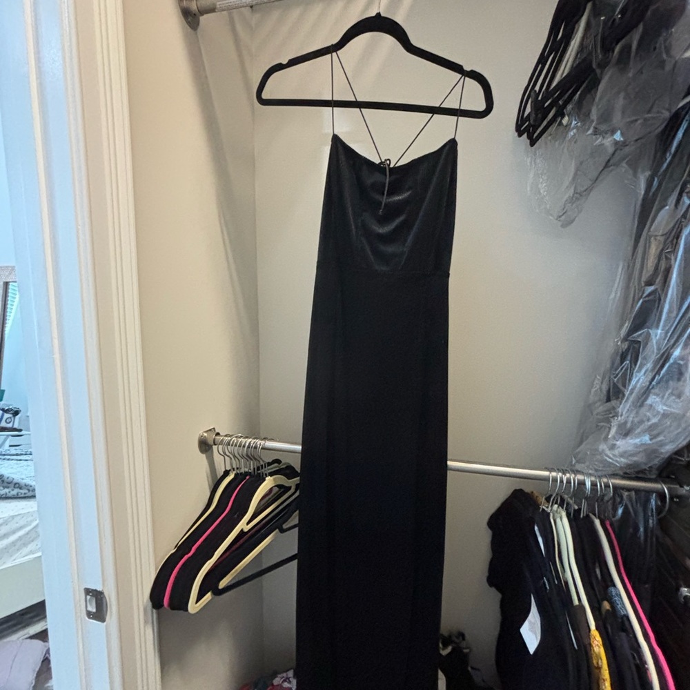 Black velvet Slip Dress with Spaghetti Straps